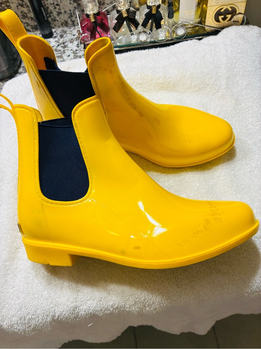 Ralph Lauren Yellow Gloss Chelsea Rain Boots